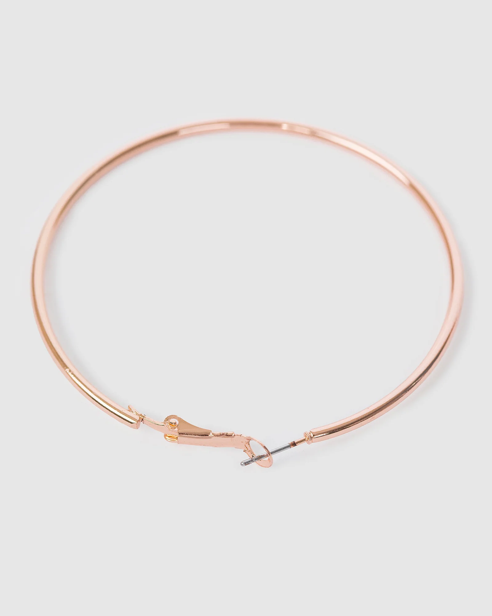 Rose Gold Fine Hoops Earrings - 60mm - Image 3