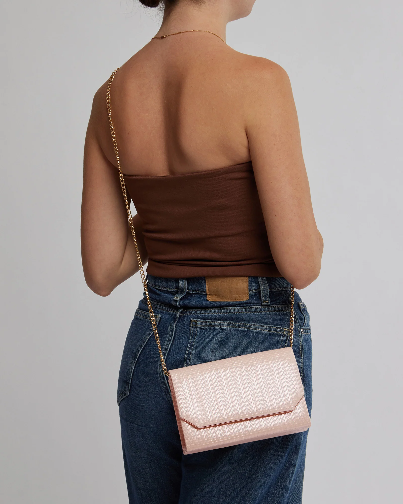 Rose Gold Penny Flap Clutch Bag - Image 3