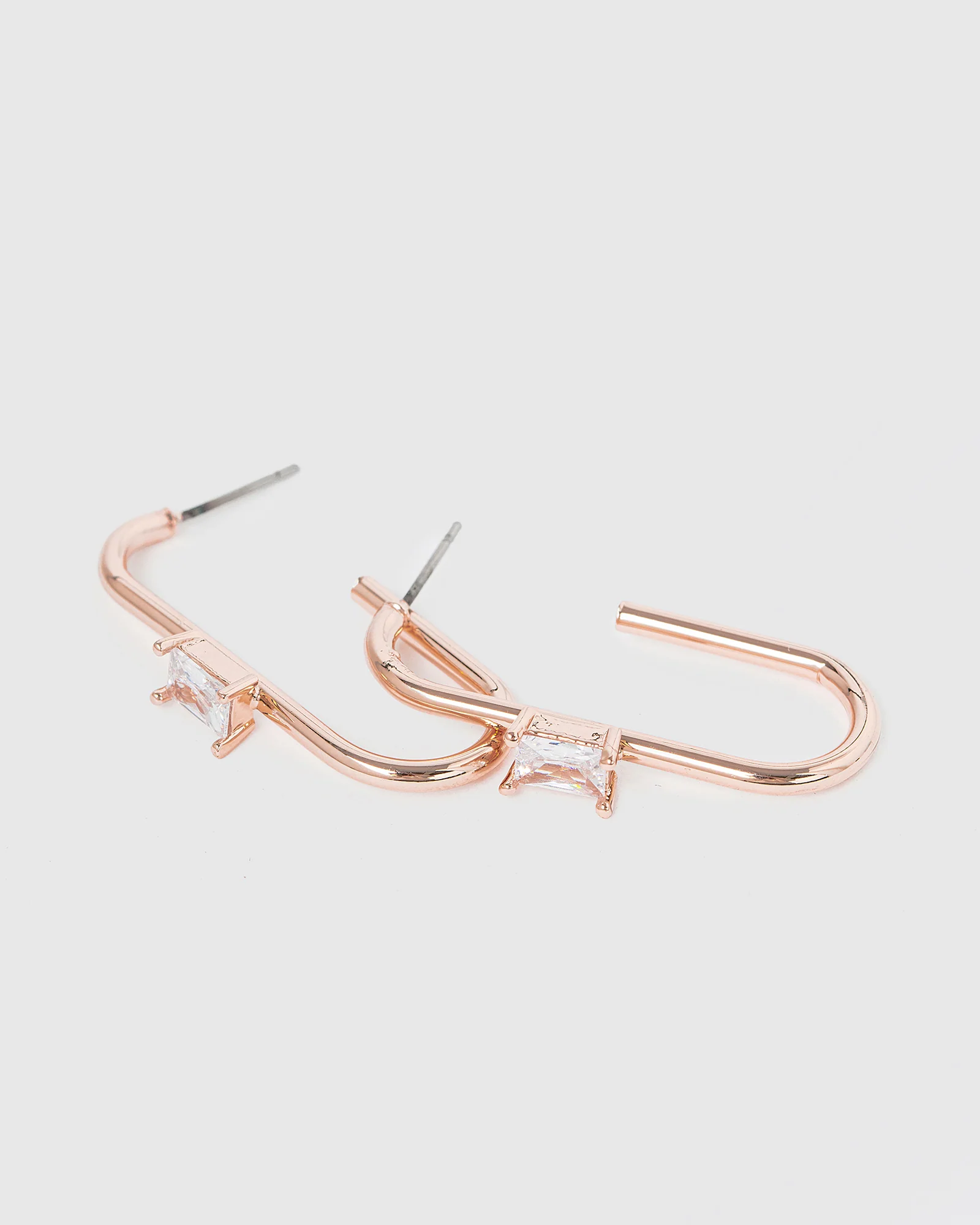 Rose Gold Rounded Hoop Crystal Earrings - Image 3