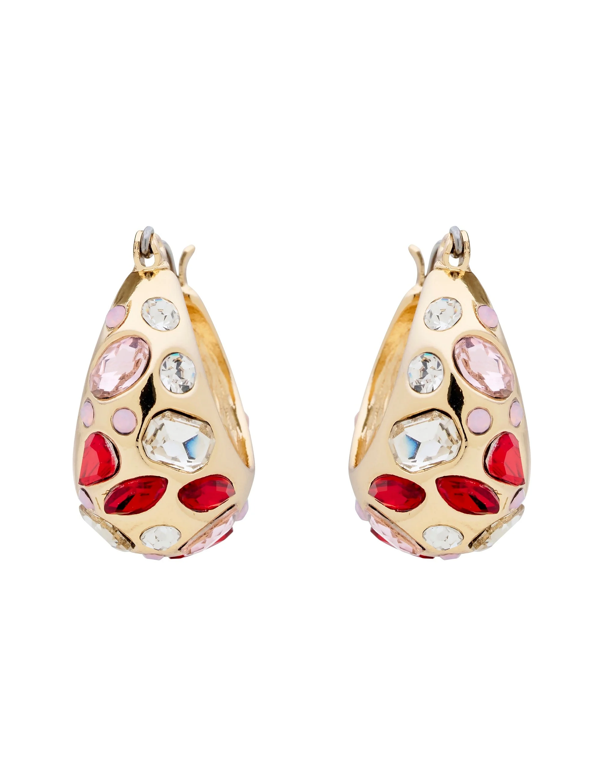SCARLET CRYSTAL HOOP EARRING