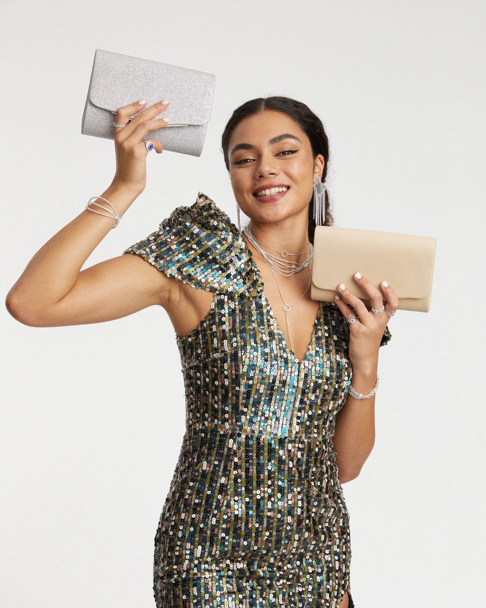 Silver Adele Evening Clutch Bag - Image 4
