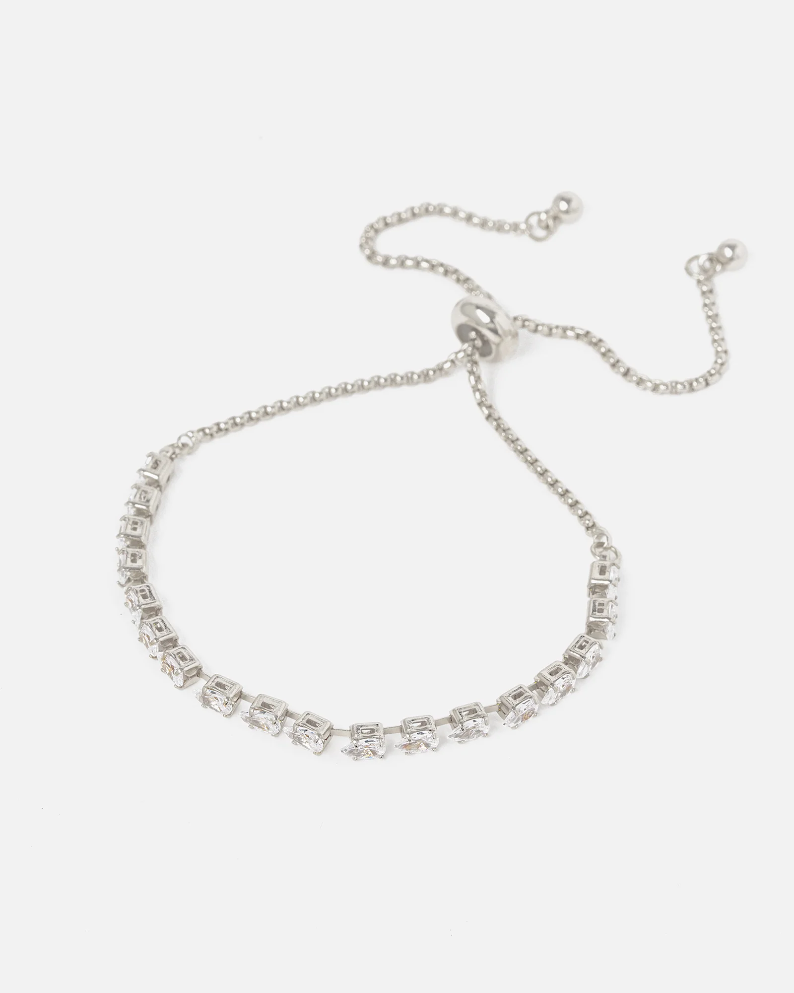 Silver Cubic Zirconia Multi Teardrop Bracelet