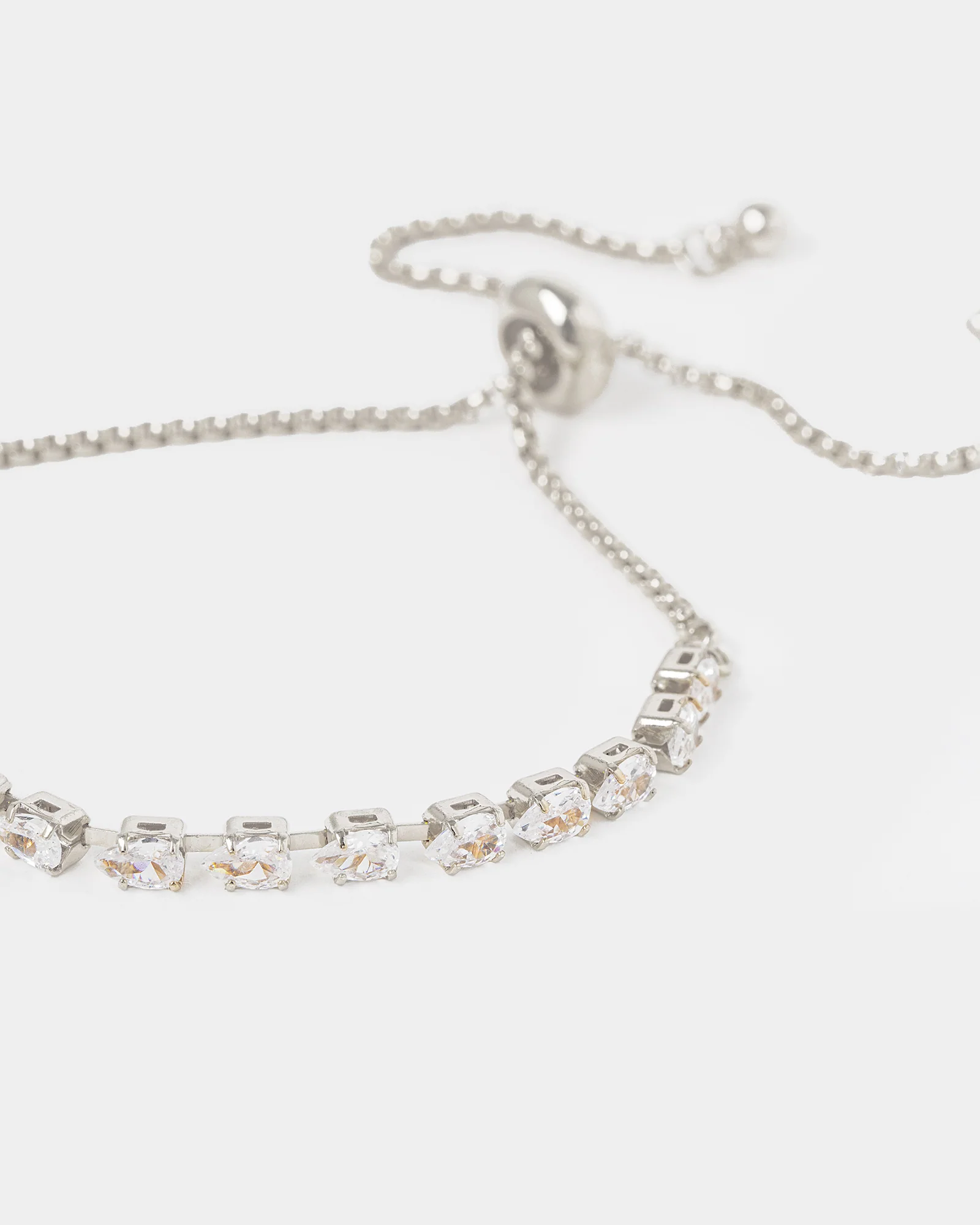 Silver Cubic Zirconia Multi Teardrop Bracelet - Image 2