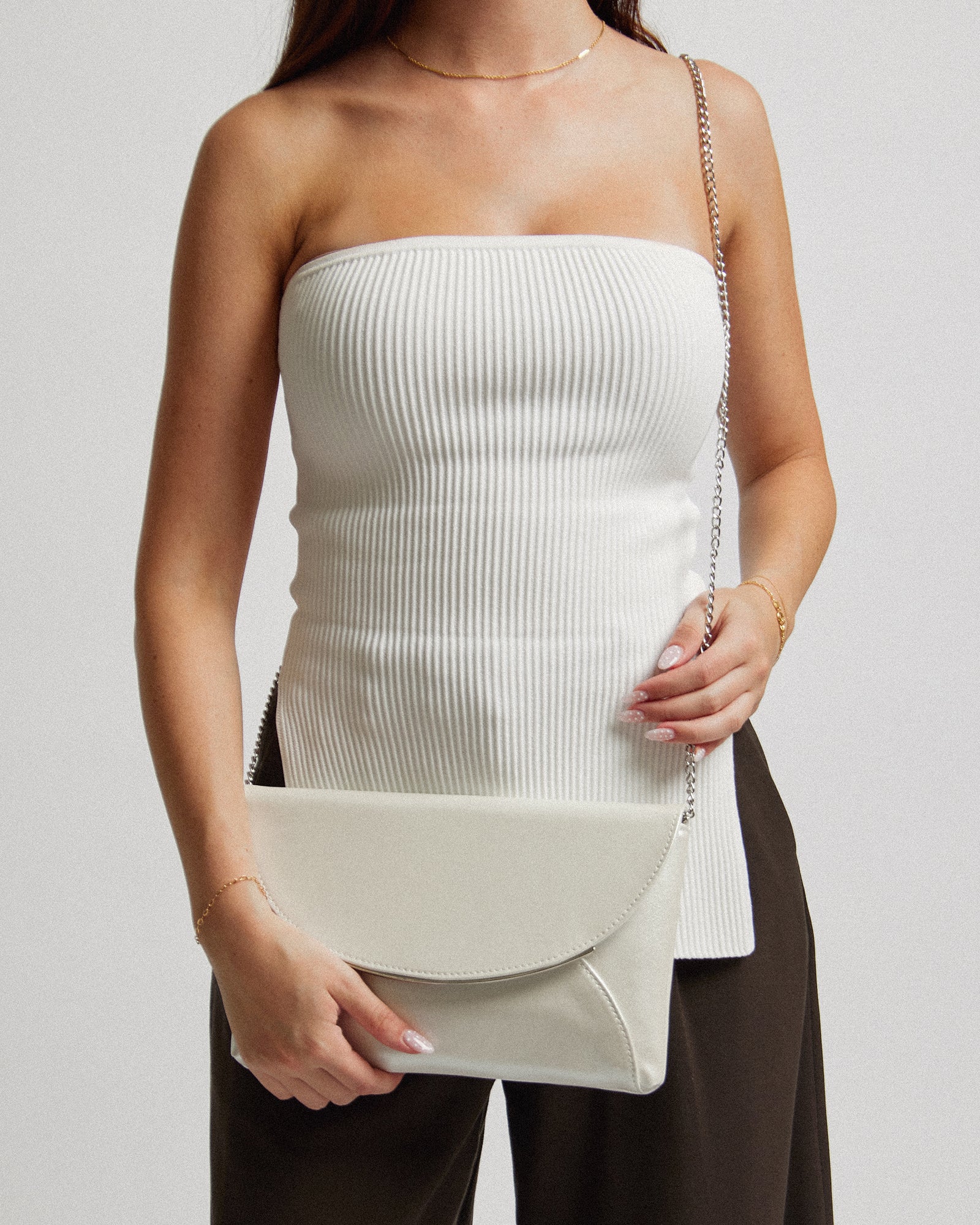 Silver Dalila Envelope Clutch Bag - Image 7