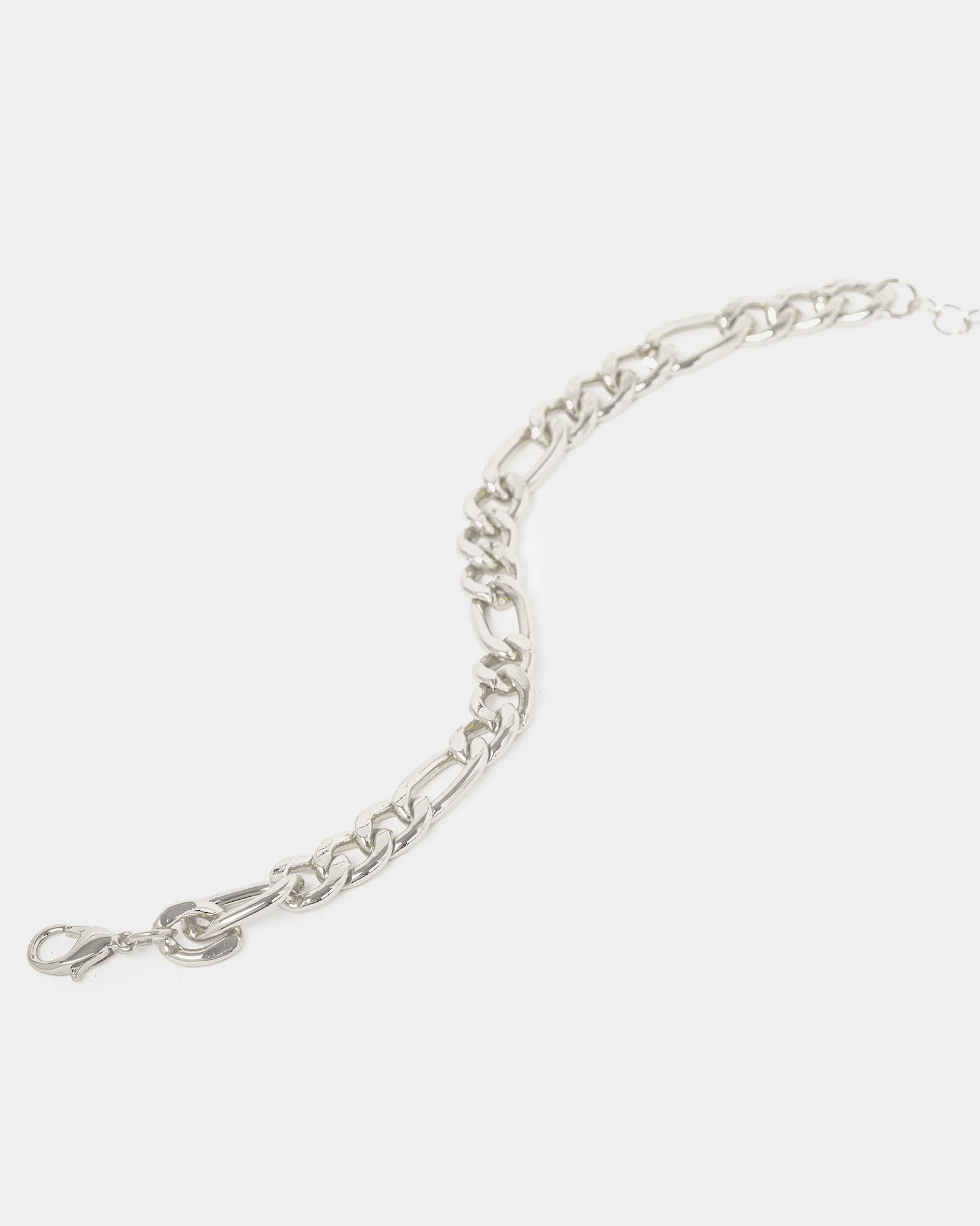 Silver Figaro Chain Bracelet - Image 2