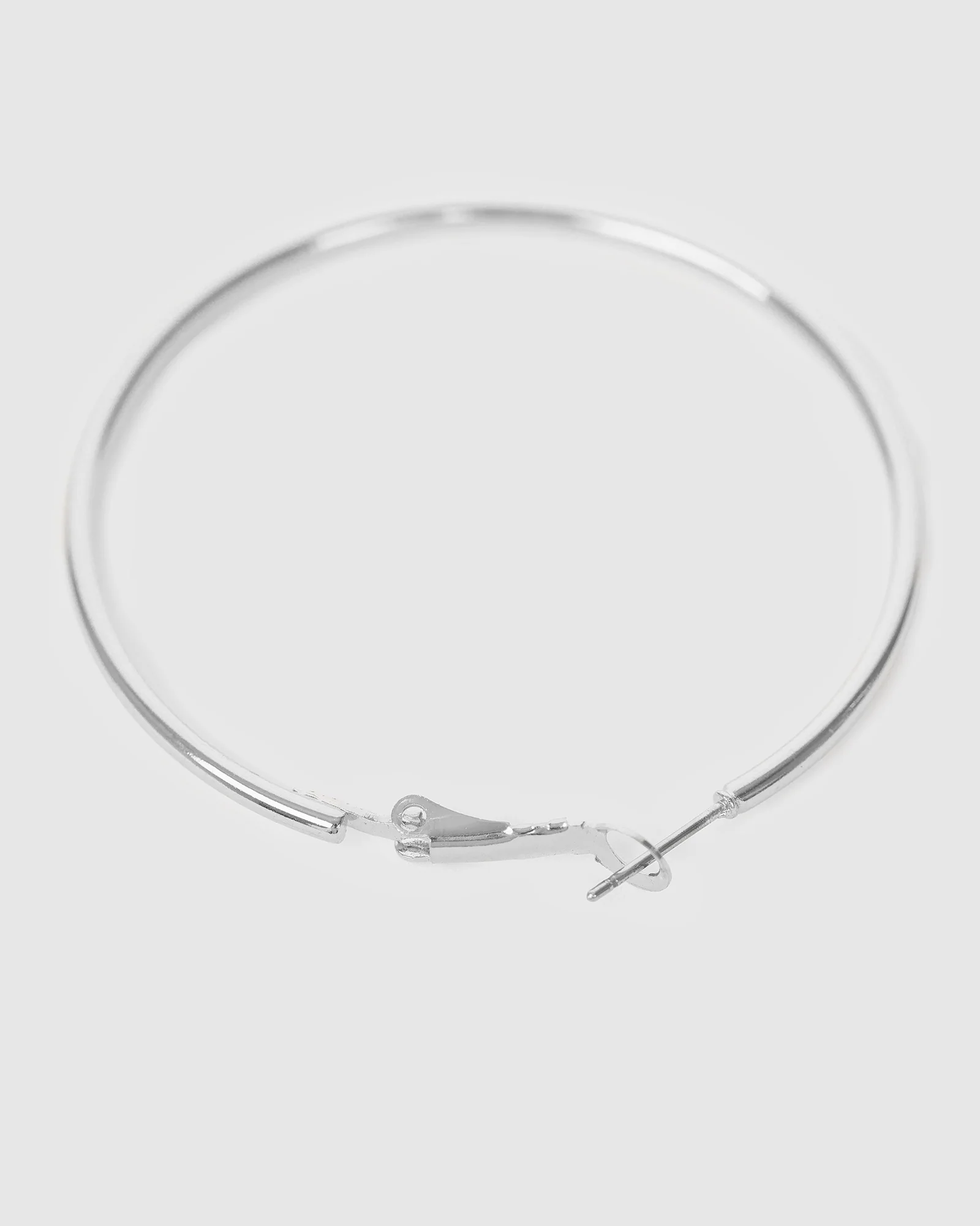 Silver Fine Hoop Earrings - 40mm - Image 3