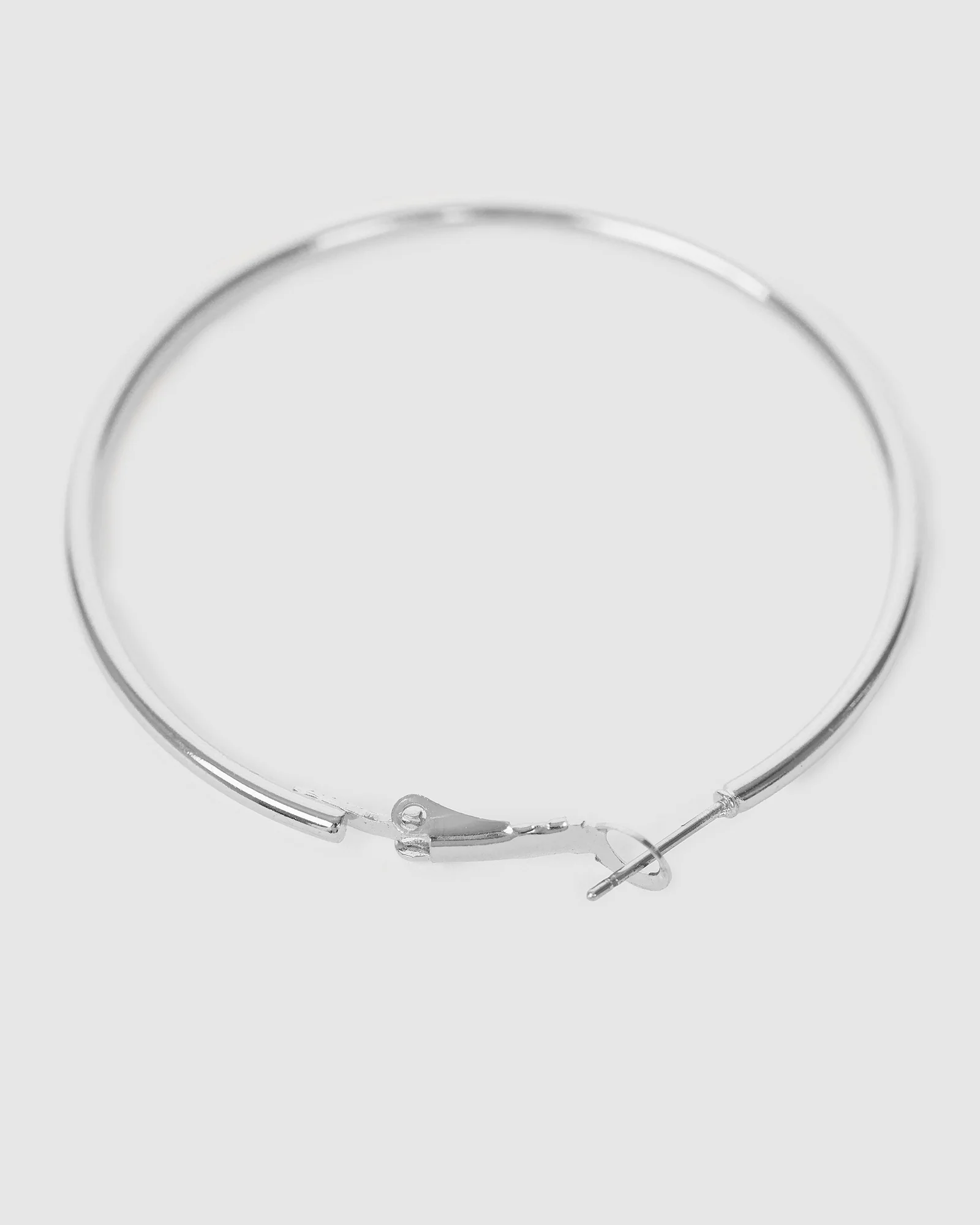 Silver Fine Hoop Earrings - 50mm - Image 3