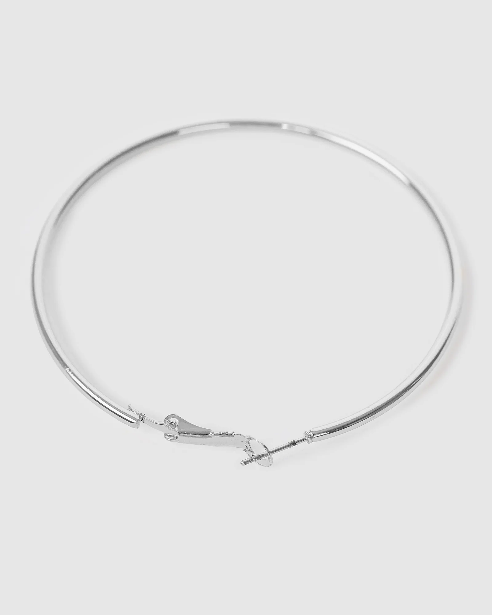Silver Fine Hoop Earrings - 60mm - Image 3