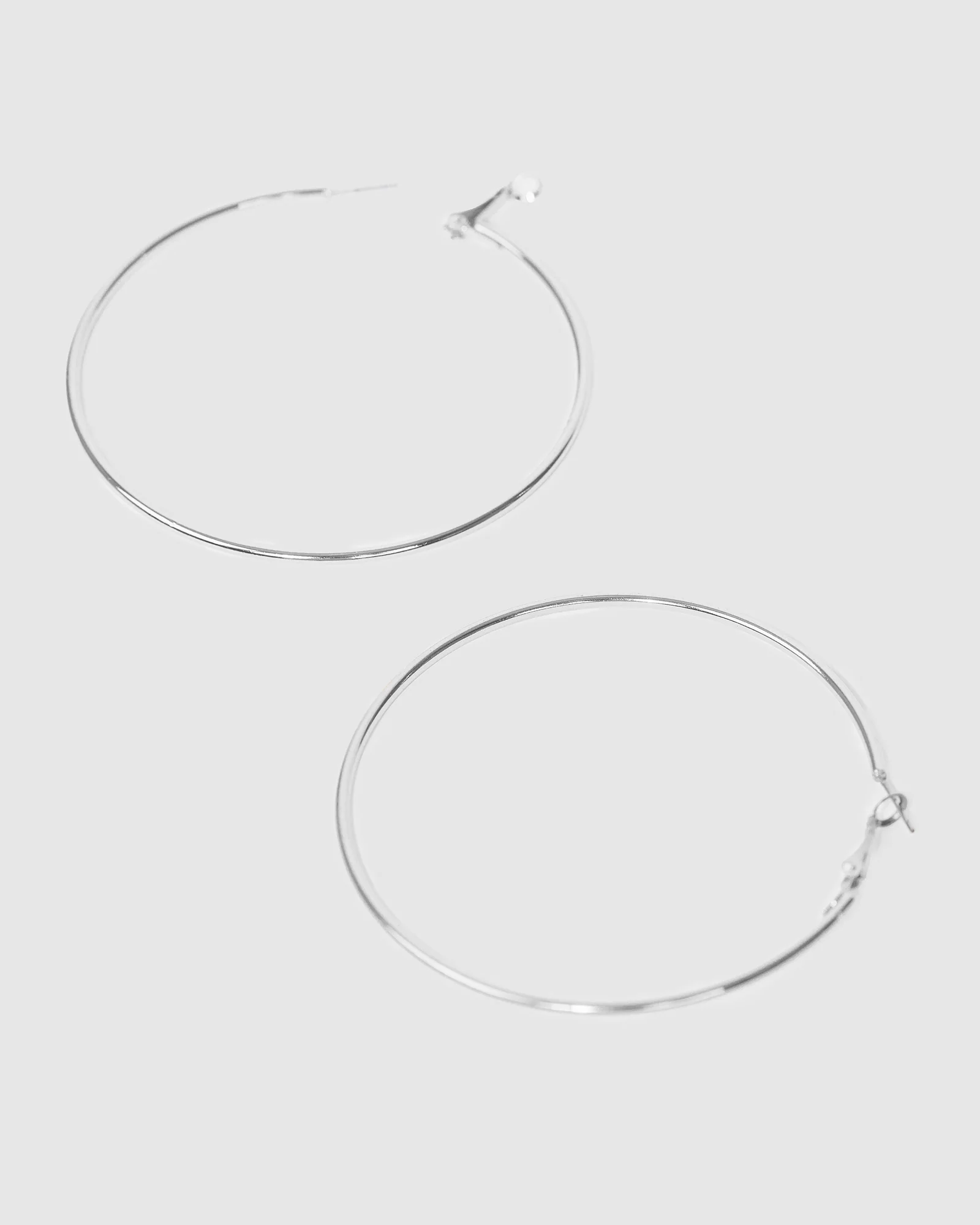 Silver Fine Hoop Earrings - 70mm - Image 3