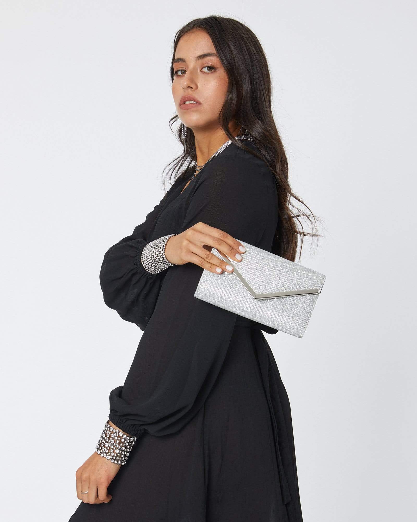 Silver Lila Envelope Clutch Bag - Image 5