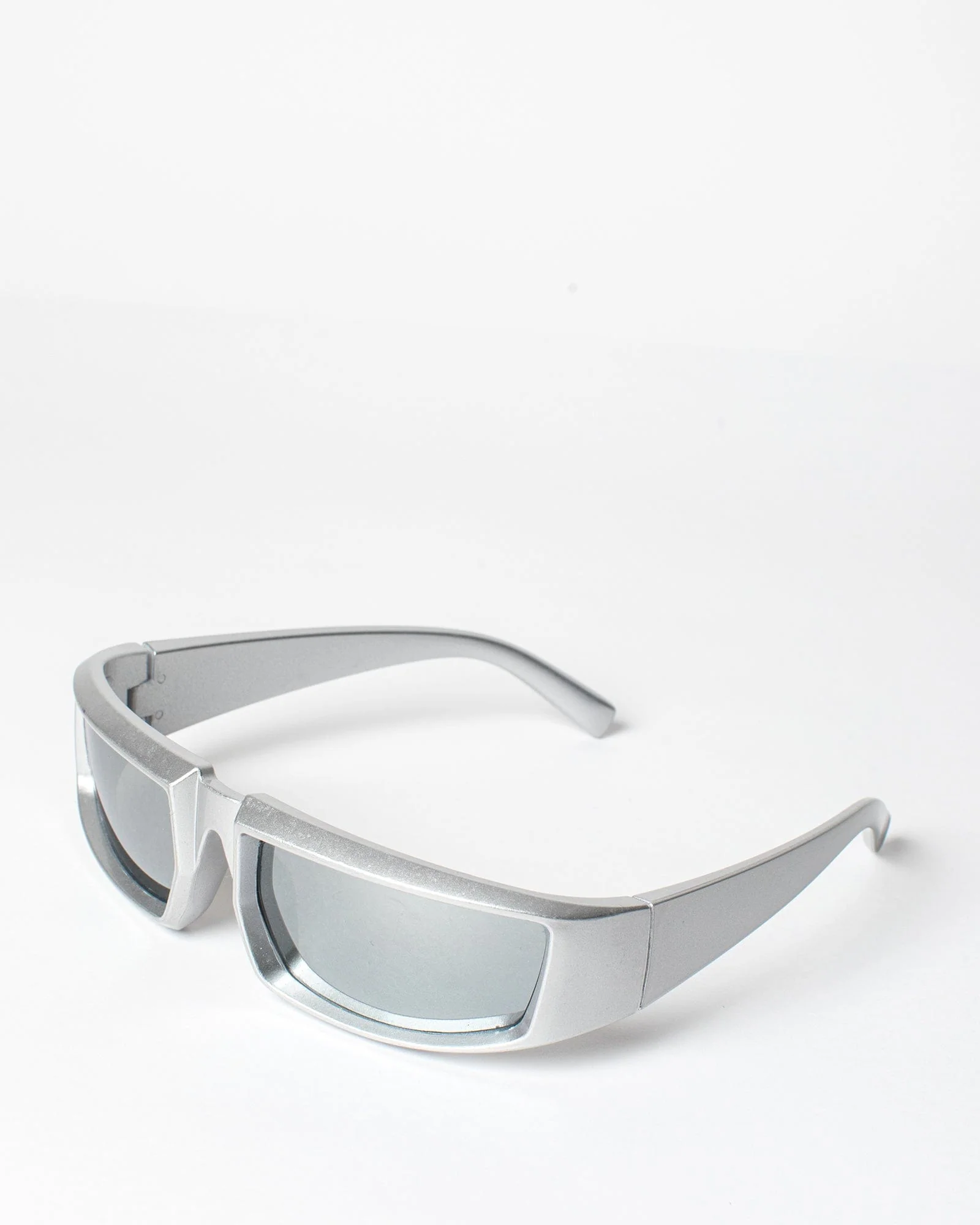 Silver Matte Look Shield Sunglasses - Image 4