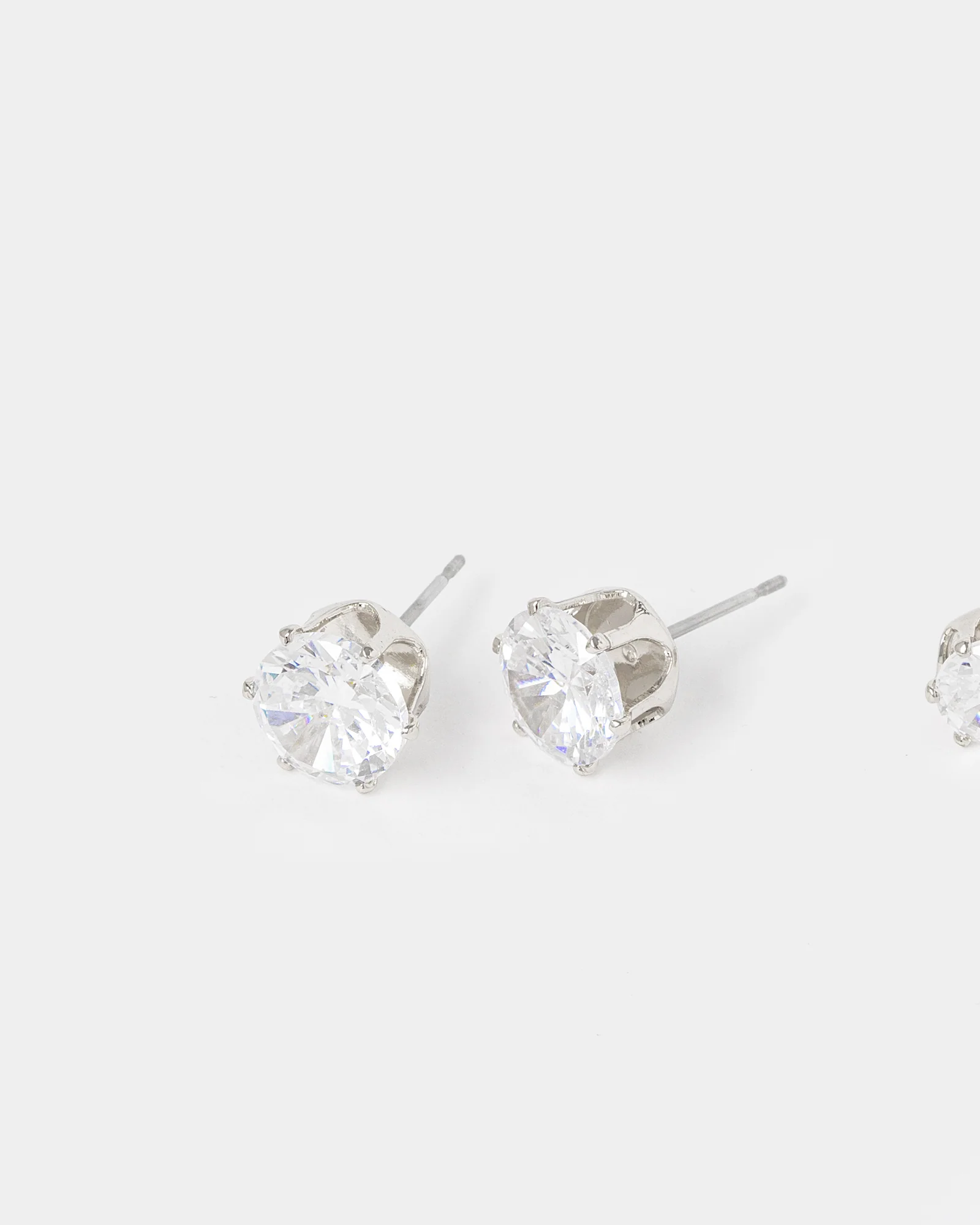 Silver 3 Pack Round Stud Earrings - Image 2
