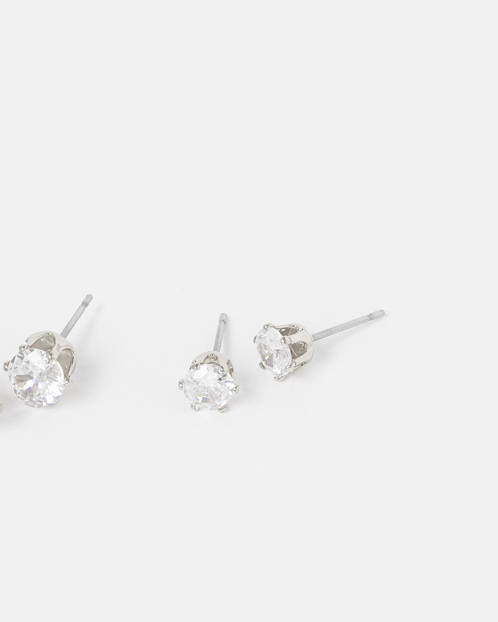 Silver 3 Pack Round Stud Earrings - Image 4