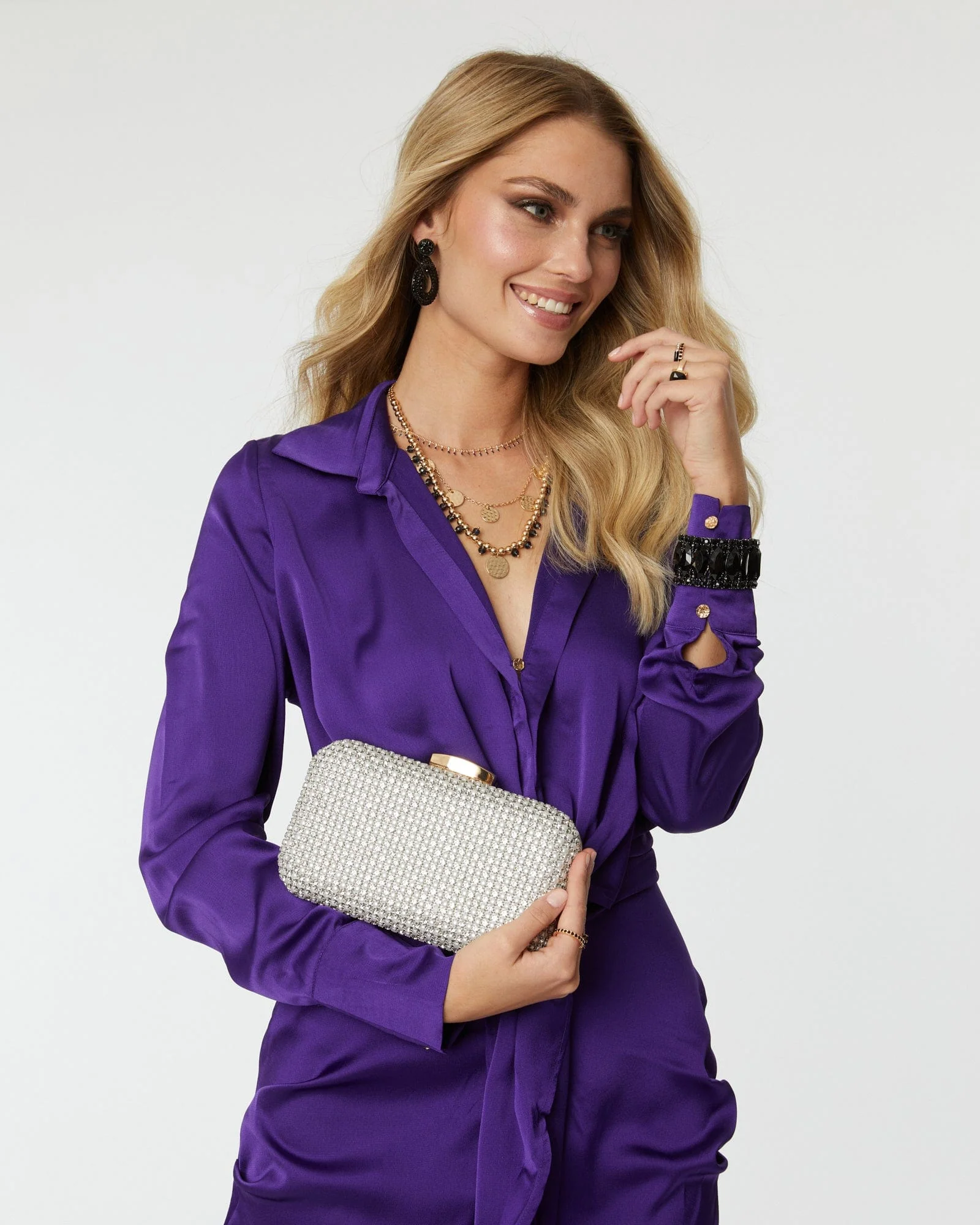 Silver Penelope Hardcase Clutch Bag - Image 8