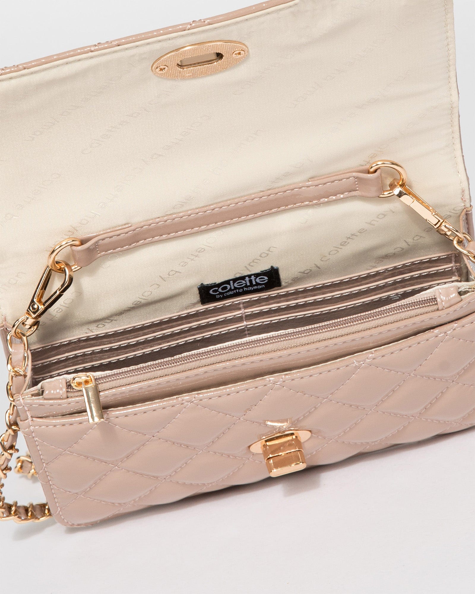 Taupe Eboni Quilted Crossbody Bag - Image 8