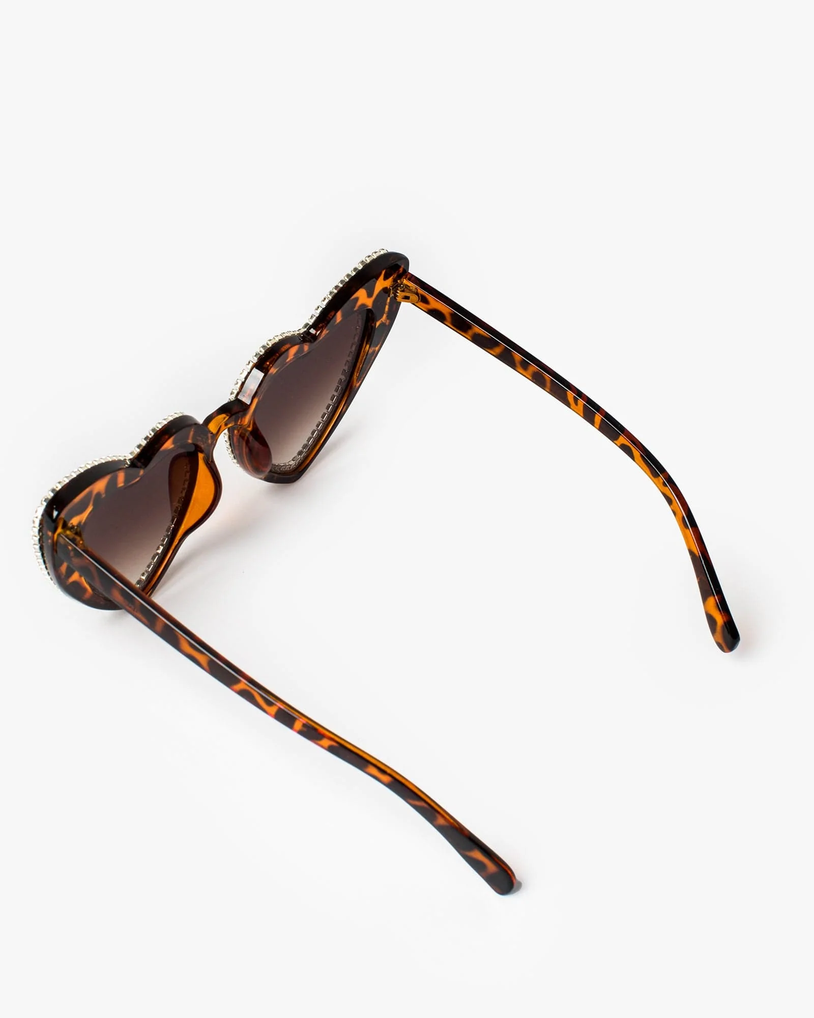 Tortoiseshell Double Rhinestone Heart Sunglasses - Image 3