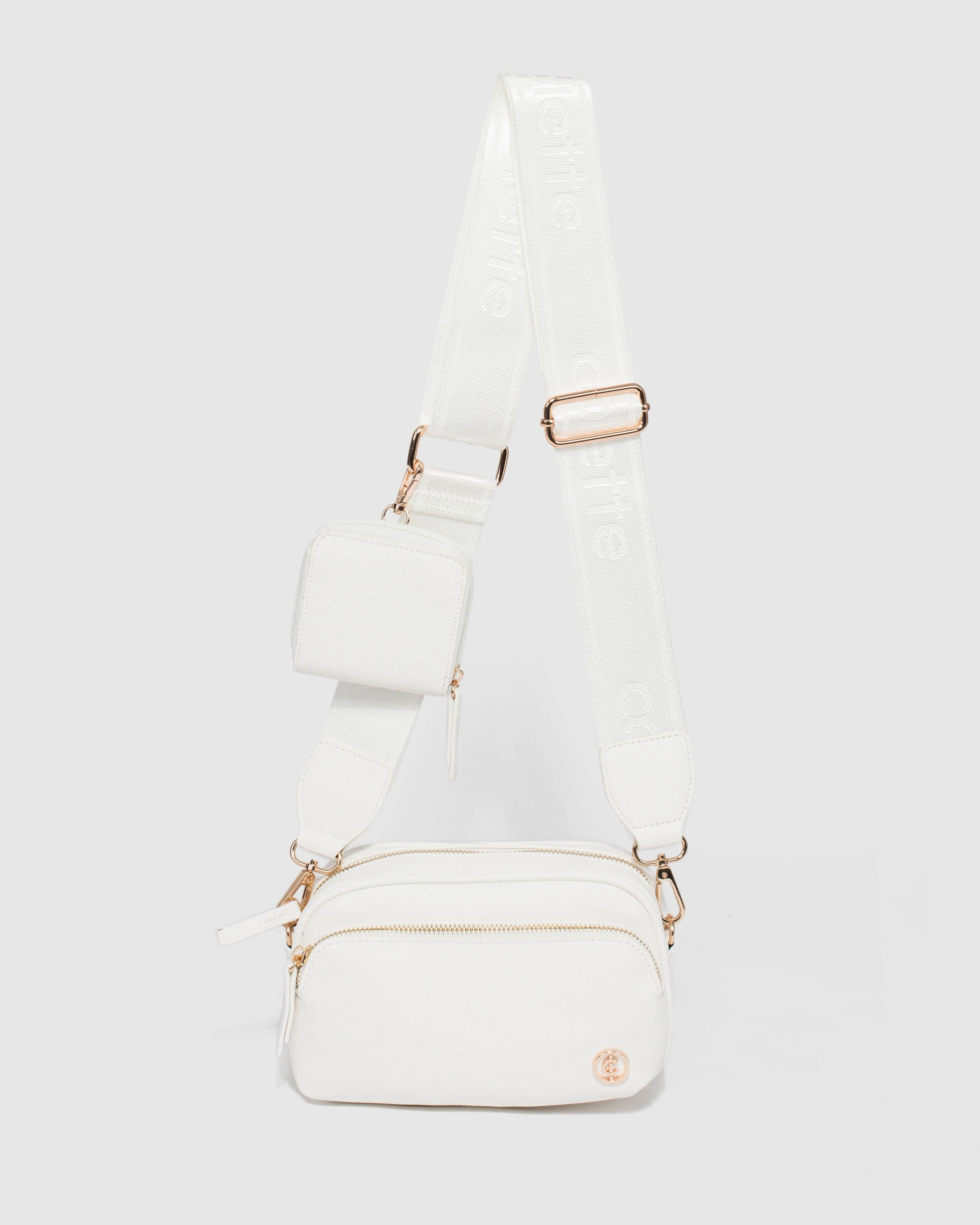 White And Gold Amalia Crossbody Bag - Image 5