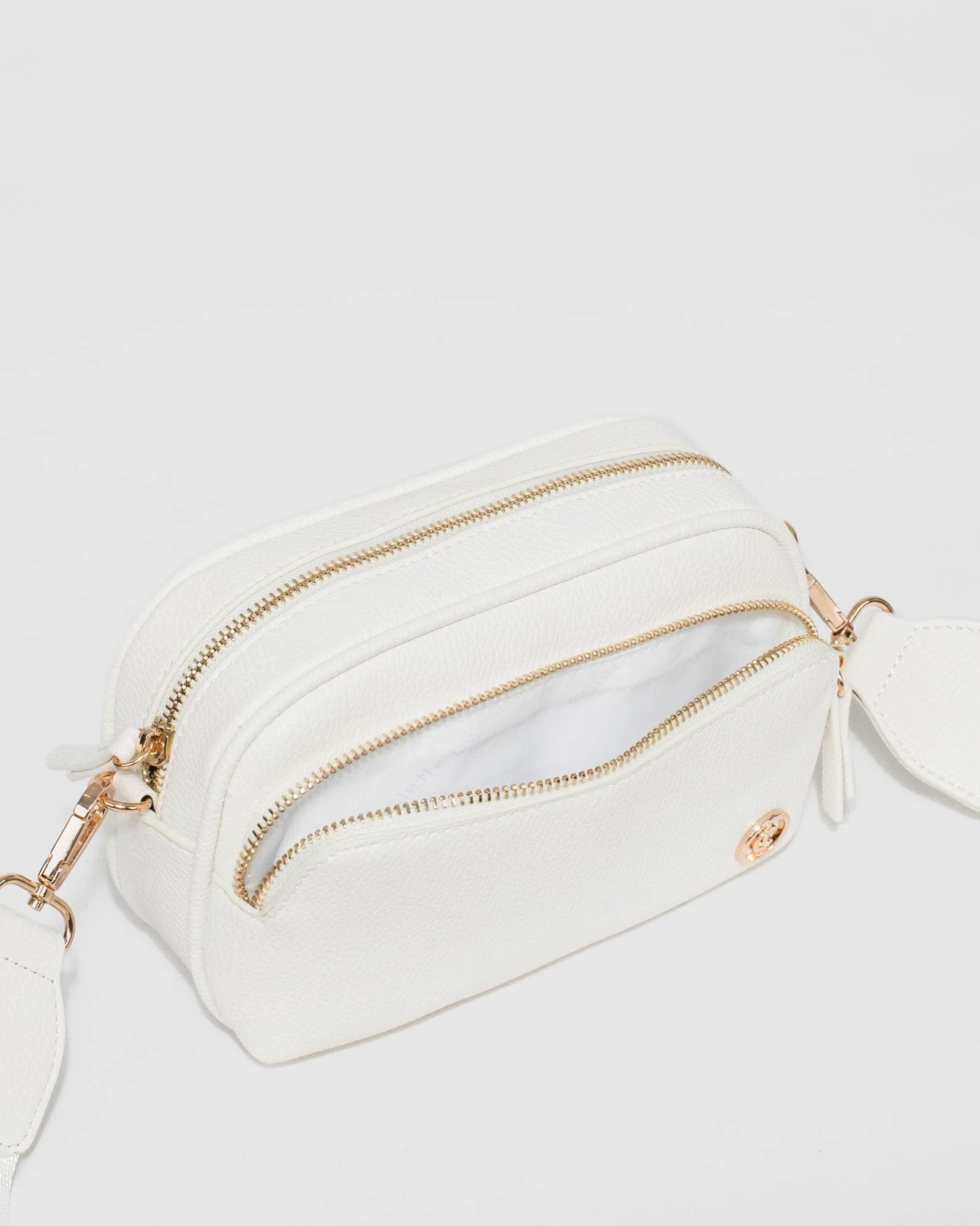 White And Gold Amalia Crossbody Bag - Image 9