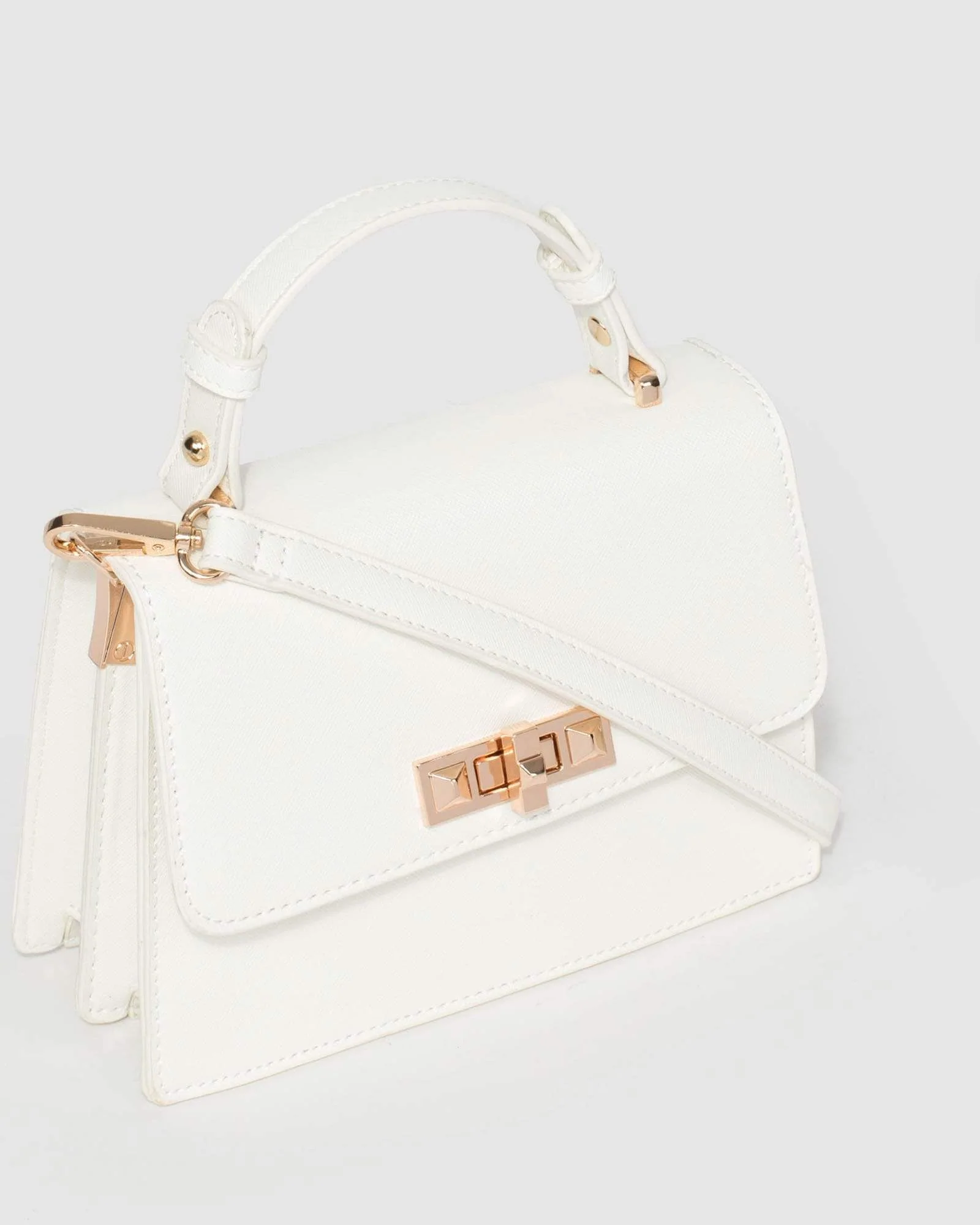 White Angelika Top Handle Bag - Image 4