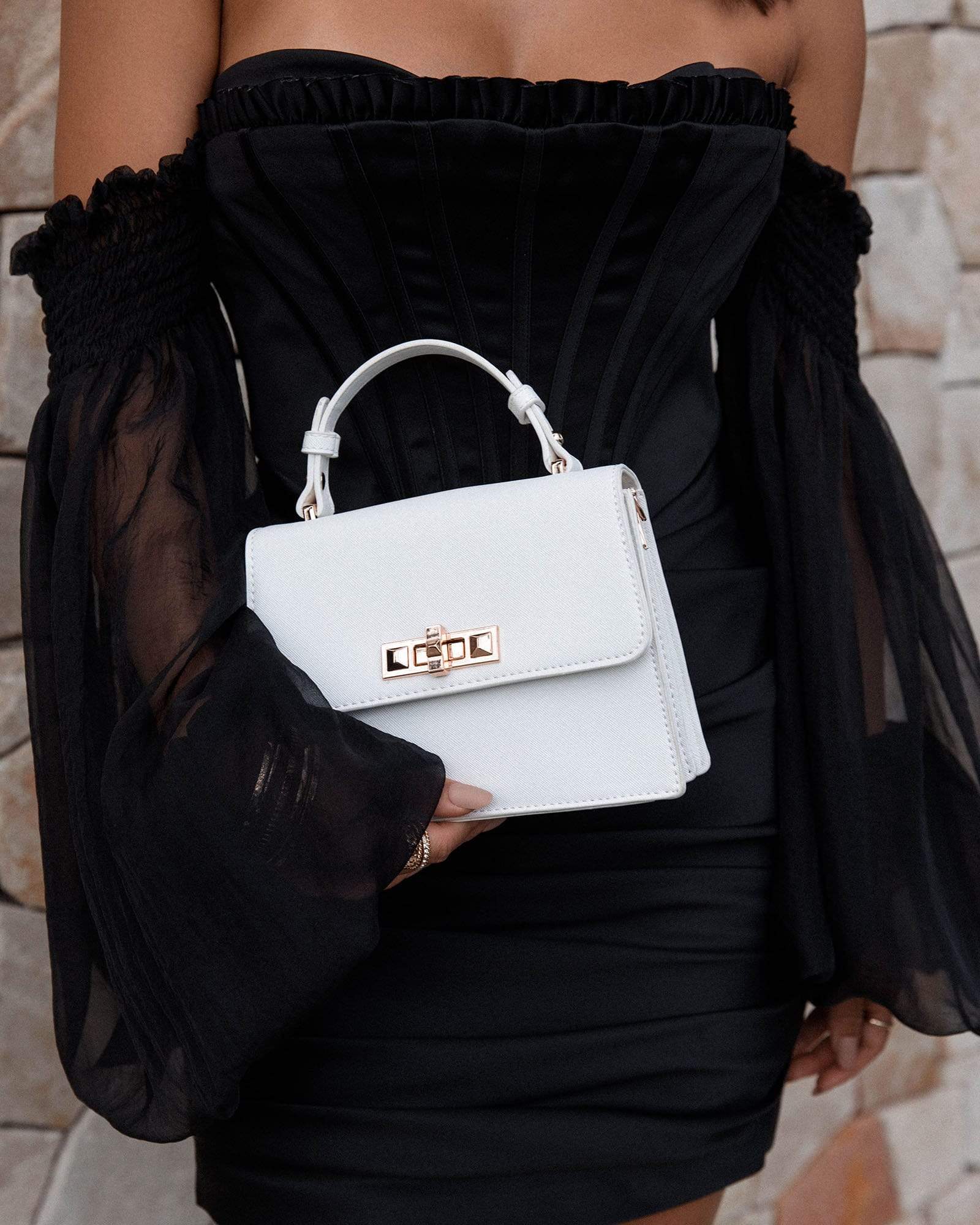 White Angelika Top Handle Bag - Image 7