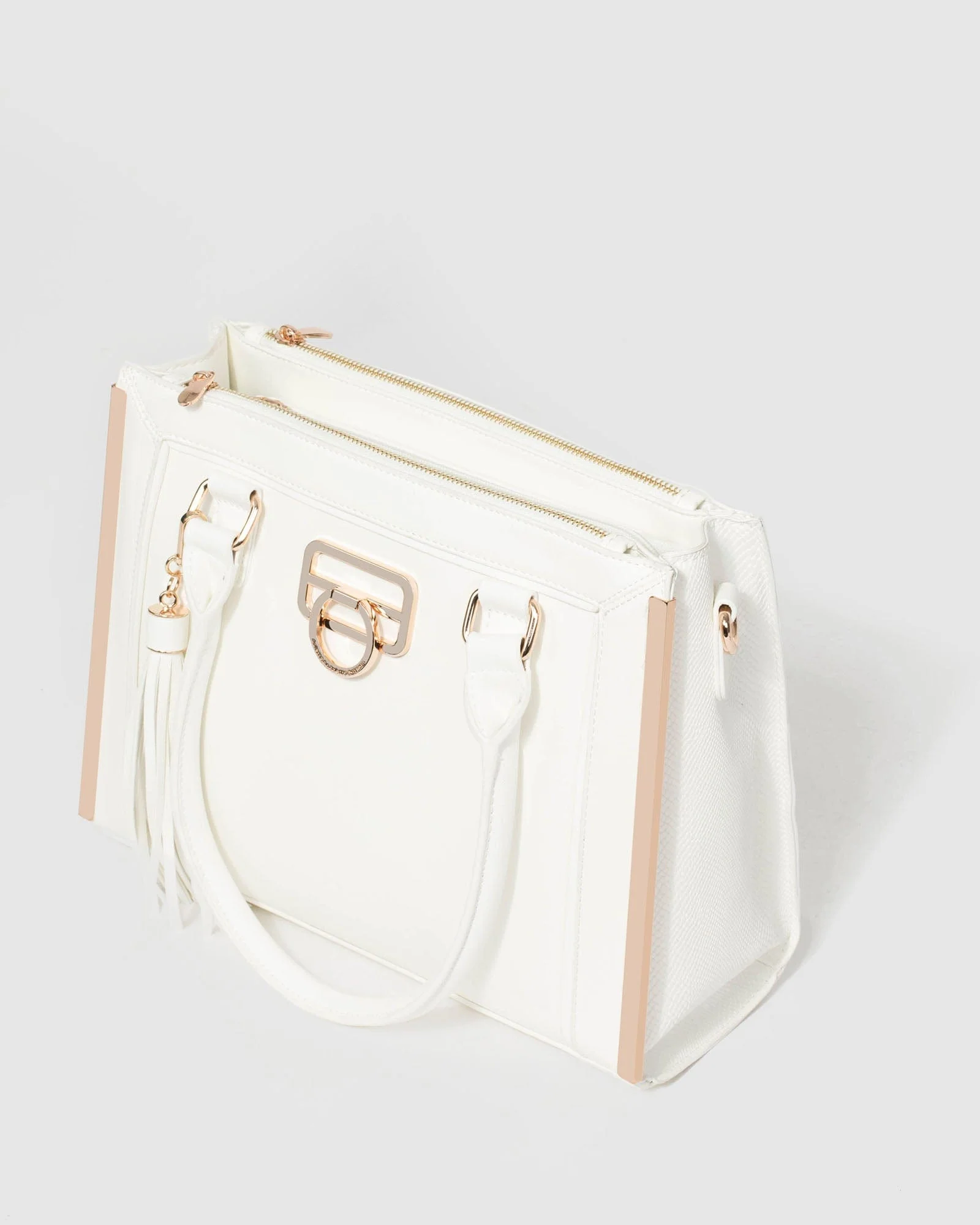 White Fabiana Tassel Tech Tote Bag - Image 4