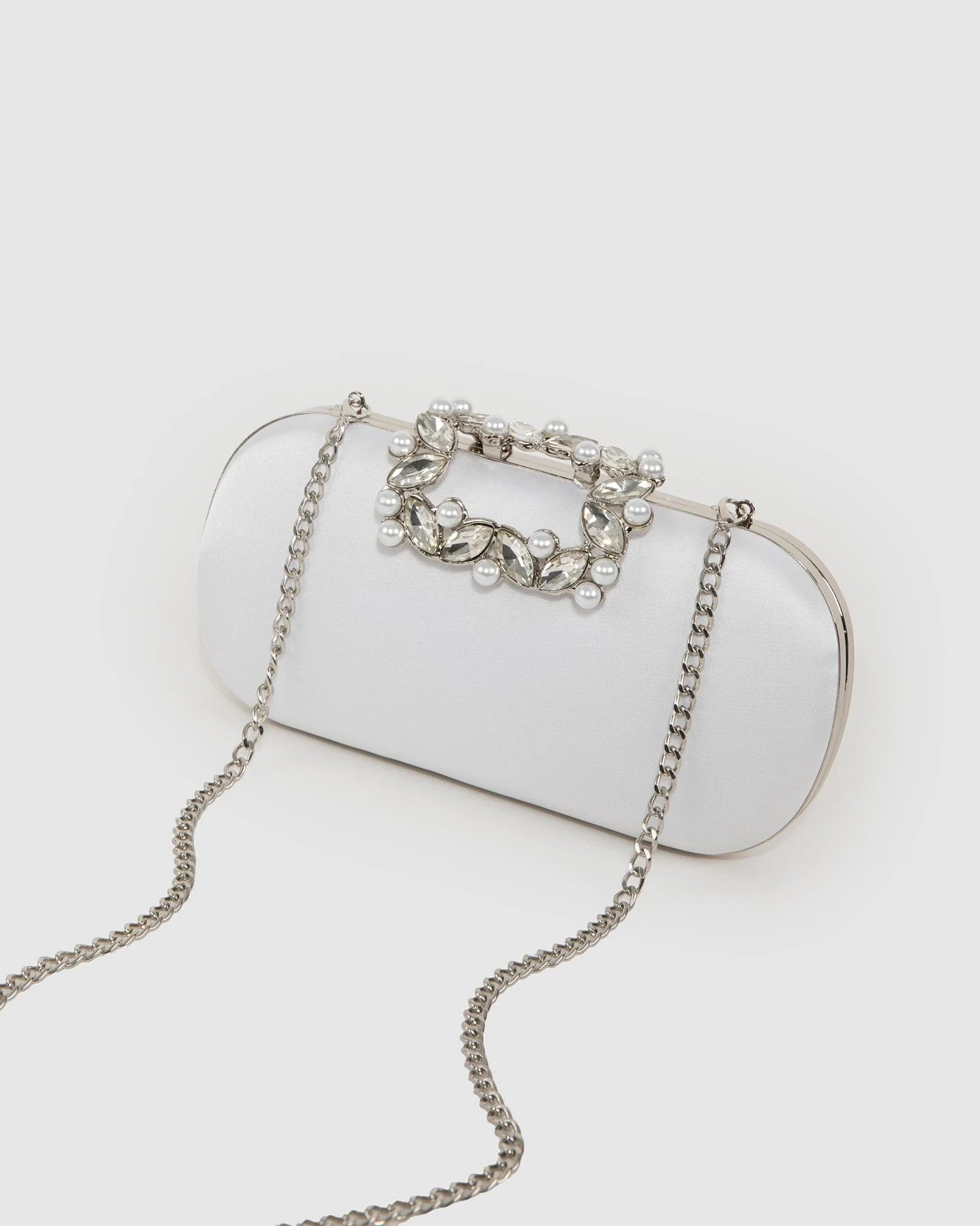 White Keeley Crystal Clasp Clutch Bag - Image 4