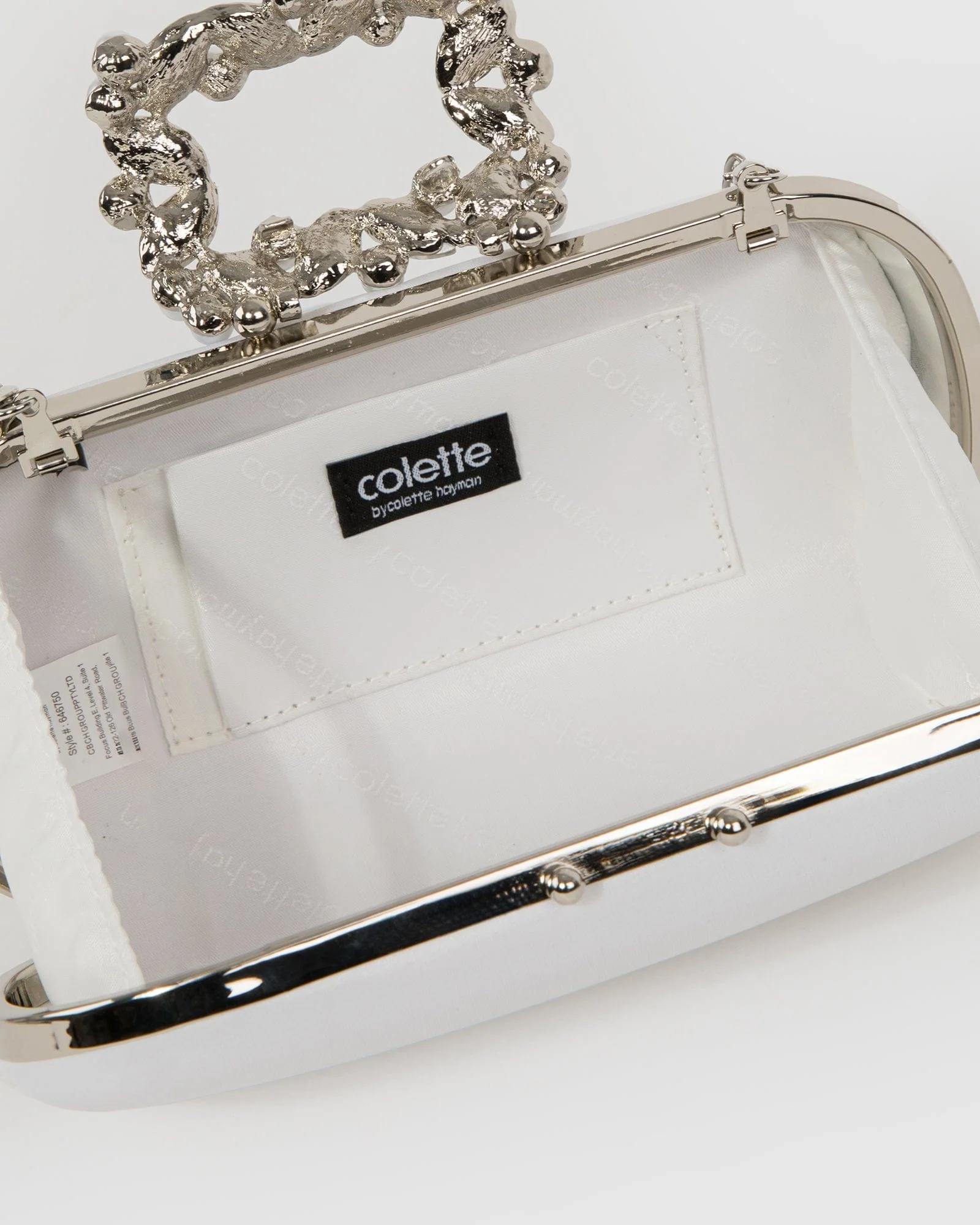 White Keeley Crystal Clasp Clutch Bag - Image 5