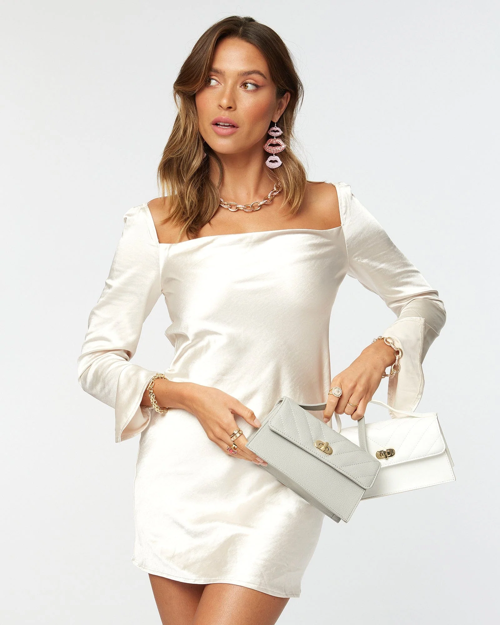 White Luna Top Handle Bag - Image 9