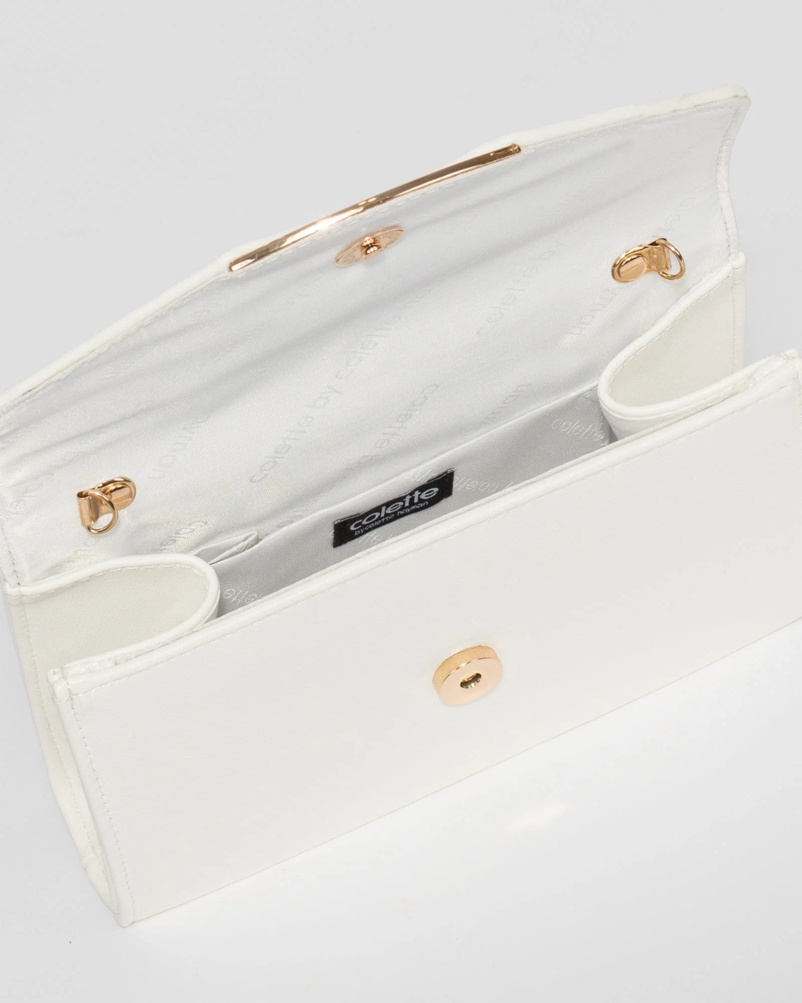 White Madi Envelope Clutch Bag - Image 8