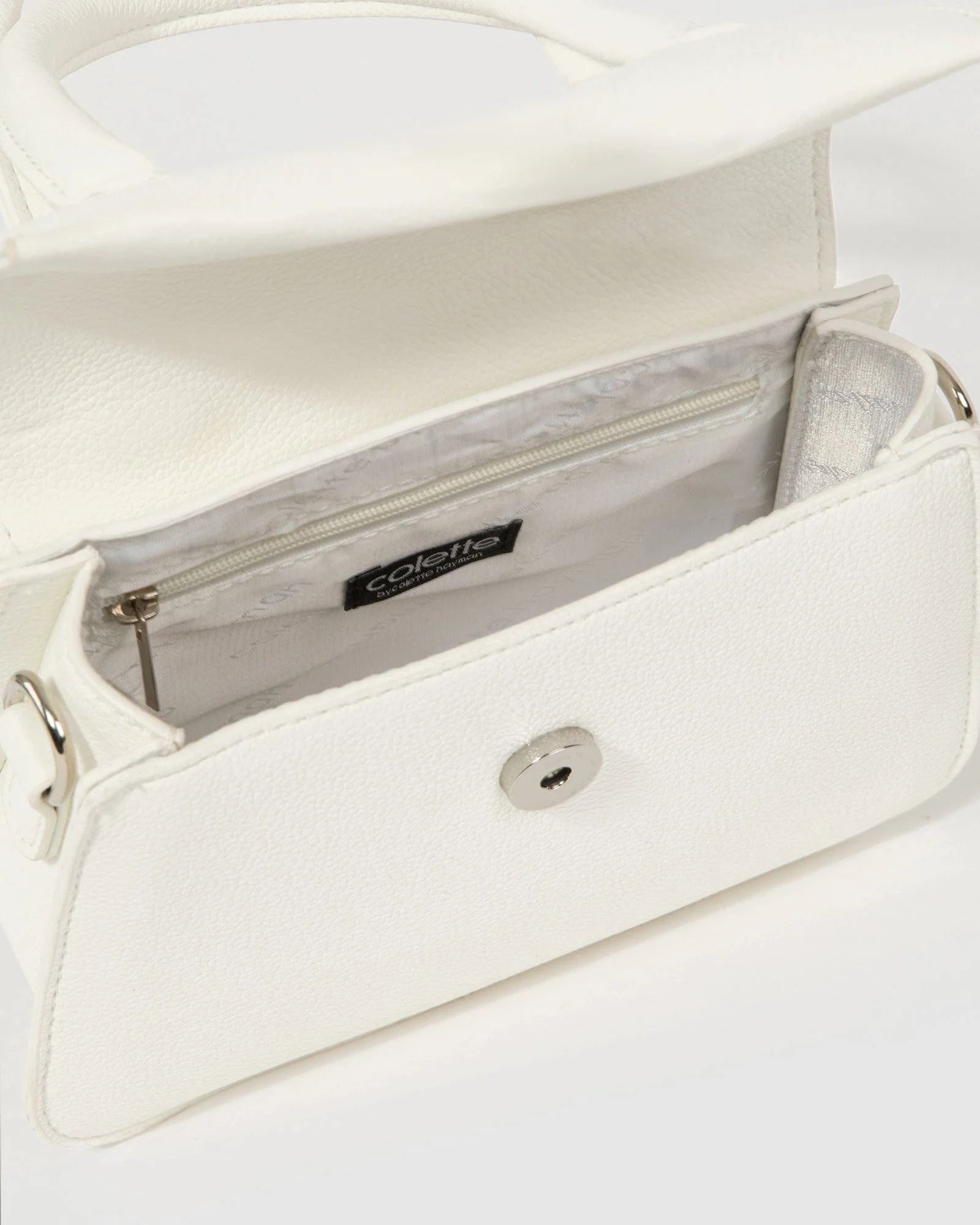 White Olivia Double Handle Mini Bag - Image 6