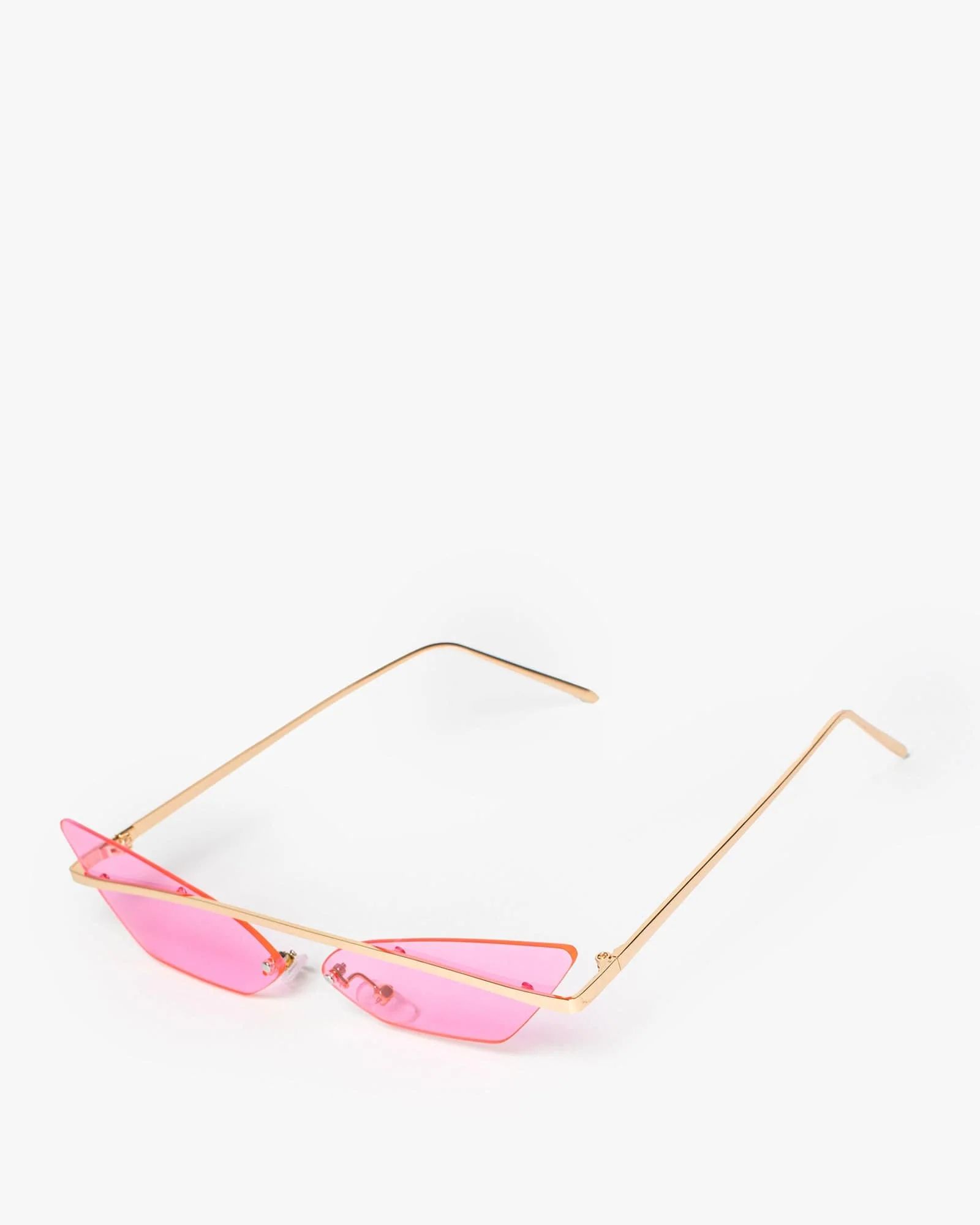 Pink Pointed Cat-Eye Metal Frame Sunglasses - Image 2