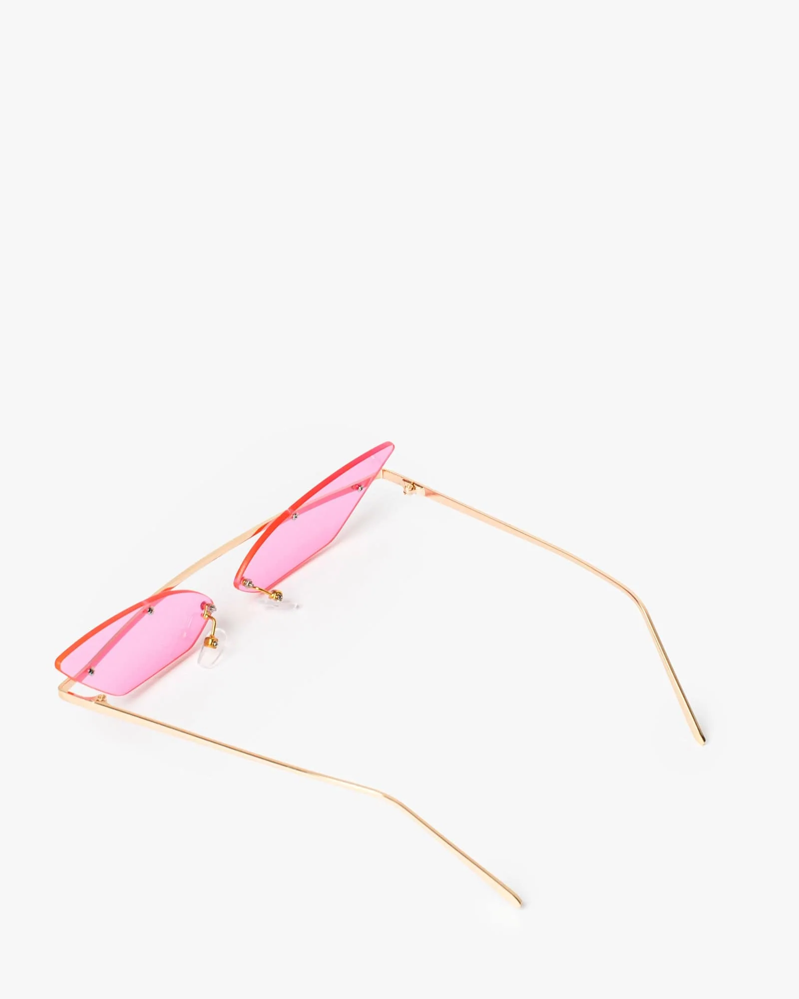 Pink Pointed Cat-Eye Metal Frame Sunglasses - Image 3