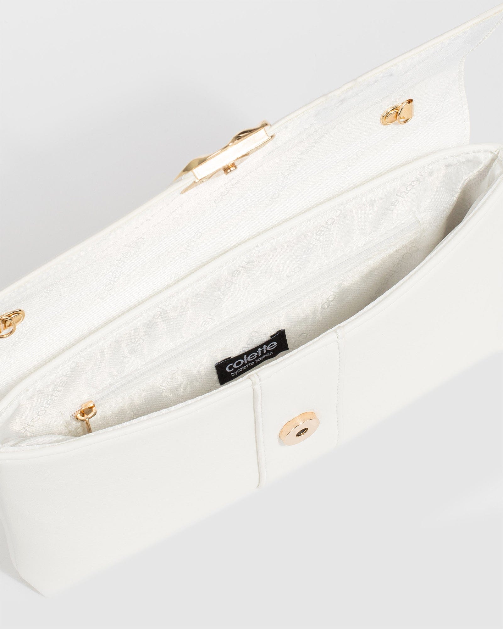 White Polly Flap Clutch Bag - Image 6